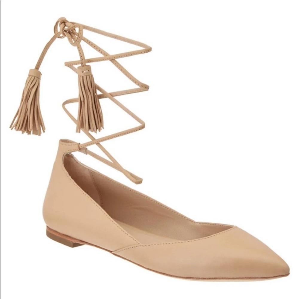 Loeffler Randall Penelope nude tassel tie flats 8 - Picture 3 of 11